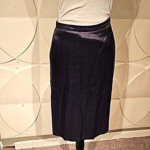 48 Waist ETRO Navy Blue Satin Skirt